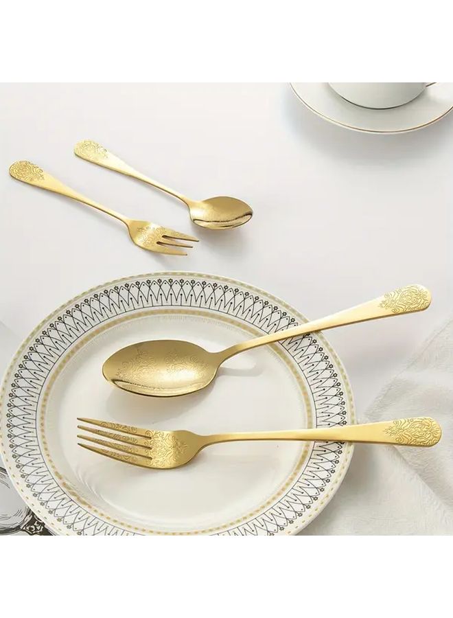 8 Piece Stainless Steel Cutlery Set Golden Mirror Polished Dishwasher Safe - Image 4